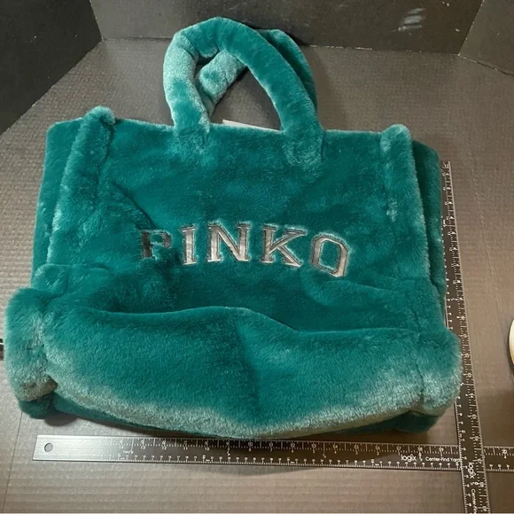 GREAT GIFT! HOST PICK!! BNWT Pinko Debossed faux fur plush tote green PRICE FIRM - Picture 11 of 16